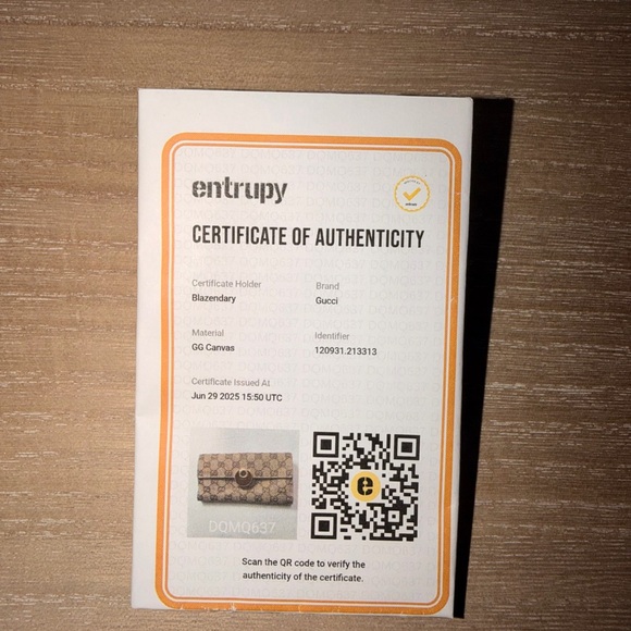 Gucci GG Canvas Long Wallet Beige Tan Monogram Red Enamel Logo - Picture 7 of 8